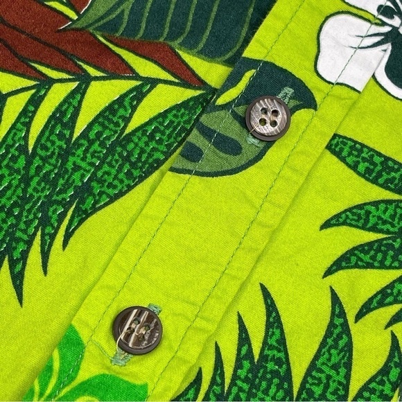 Vintage Aloha Shirt Hawaiian Button Green Beach Vacation Tropical Golf Fishing - Picture 6 of 12